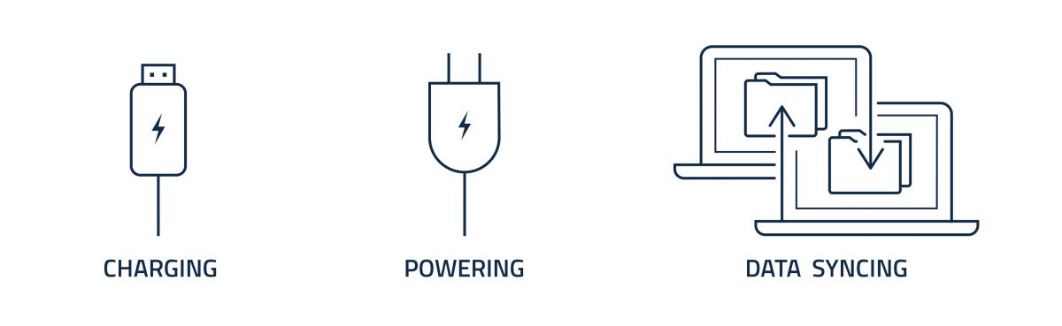 charging powering data syncing icons