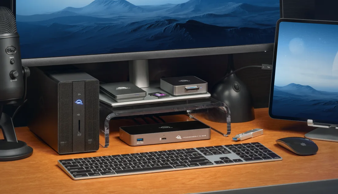 owc thunderbolt 5 hub desk ipad